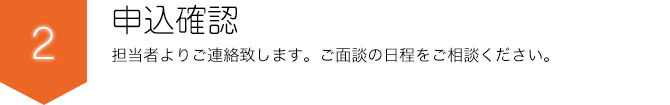 申込確認 担当者よりご連絡いたします。面談の日程をご相談ください。